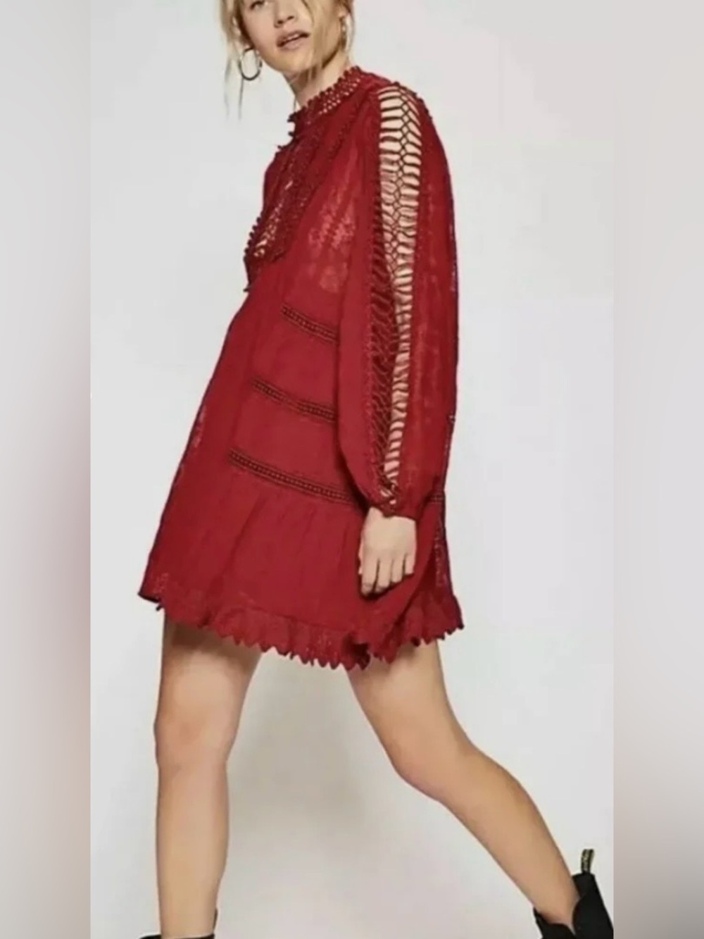 EUC Free People Venice Mini Dress in Raspberry